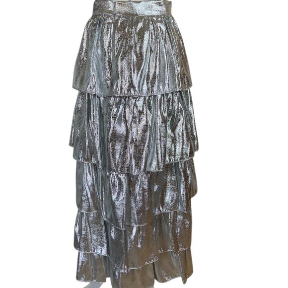 NWT Antonio Melani x Born on Fifth Aurelia Metallic Tiered Ruffle Skirt - Picture 7 of 10